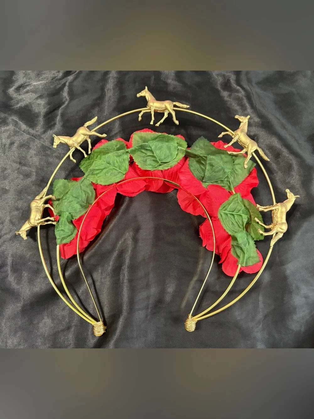 Sale‼️ Red Rose Halo Headpiece Floral Kentucky Derby Crown